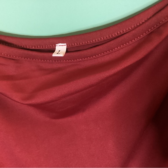 One Off The Shoulder Ruched Wrap Front Split Hem Draped Midi Dress Size Large - Picture 9 of 16